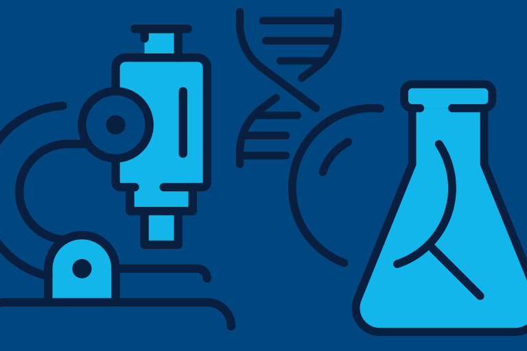 microscope, beaker, and other science icons