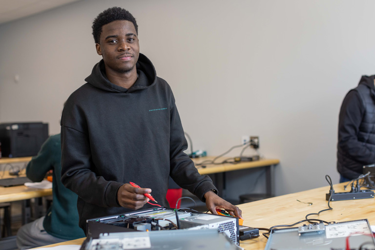 a student working on a computer